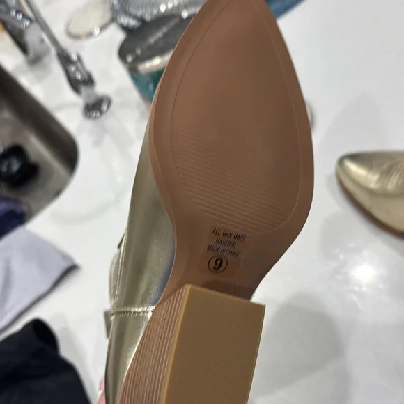 Soda Gold Heeled Boots with Western Flair - Picture 3 of 5